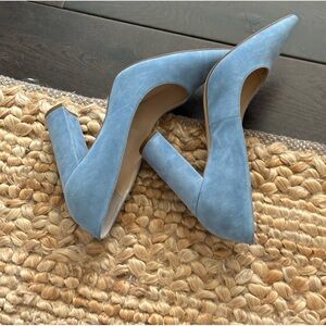 Marc fisher blue suede block heel pump